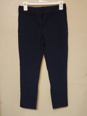 Ann Taylor Factory Navy Cropped Straight-Leg Pants